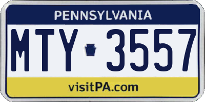 PA license plate MTY3557