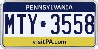 PA license plate MTY3558