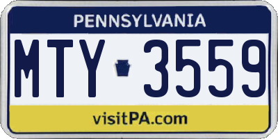 PA license plate MTY3559