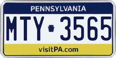 PA license plate MTY3565