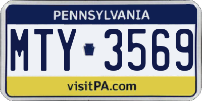 PA license plate MTY3569