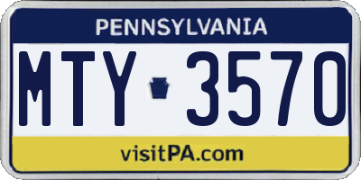 PA license plate MTY3570