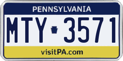 PA license plate MTY3571