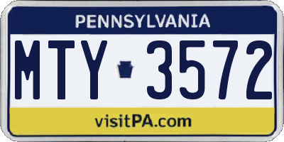 PA license plate MTY3572