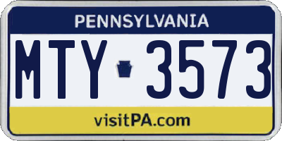 PA license plate MTY3573