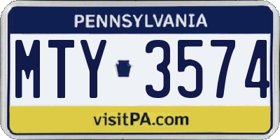 PA license plate MTY3574