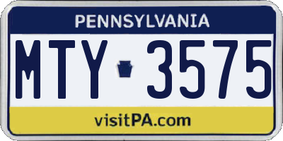 PA license plate MTY3575