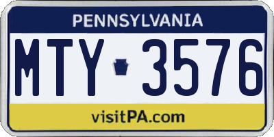PA license plate MTY3576