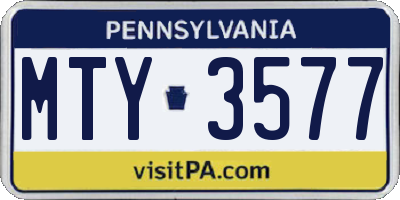 PA license plate MTY3577