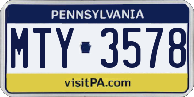 PA license plate MTY3578