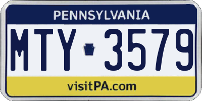PA license plate MTY3579