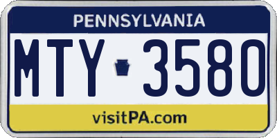 PA license plate MTY3580