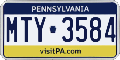PA license plate MTY3584