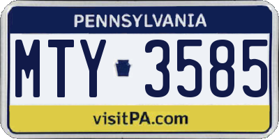PA license plate MTY3585