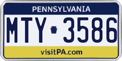 PA license plate MTY3586