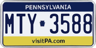PA license plate MTY3588