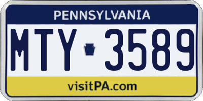 PA license plate MTY3589