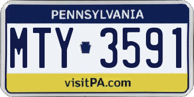 PA license plate MTY3591