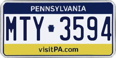 PA license plate MTY3594