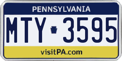 PA license plate MTY3595