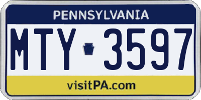 PA license plate MTY3597