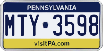 PA license plate MTY3598