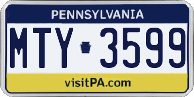 PA license plate MTY3599