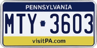 PA license plate MTY3603