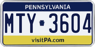 PA license plate MTY3604