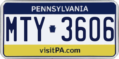 PA license plate MTY3606