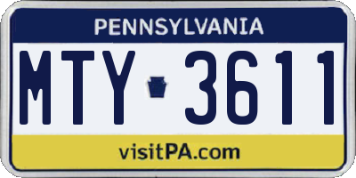 PA license plate MTY3611