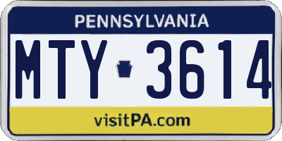 PA license plate MTY3614