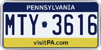 PA license plate MTY3616