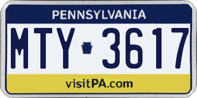 PA license plate MTY3617