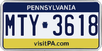 PA license plate MTY3618