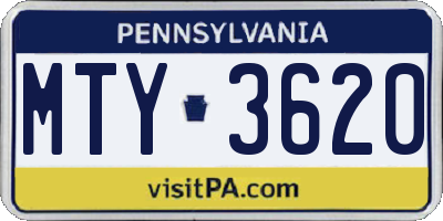 PA license plate MTY3620