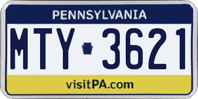 PA license plate MTY3621