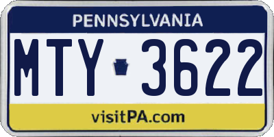PA license plate MTY3622