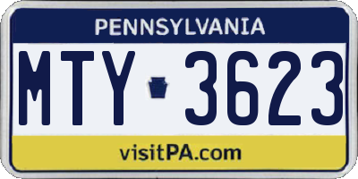 PA license plate MTY3623