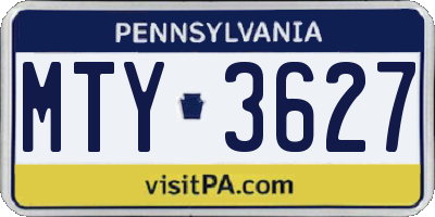 PA license plate MTY3627