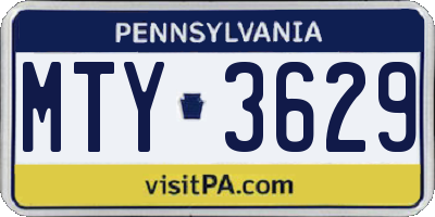 PA license plate MTY3629