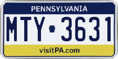 PA license plate MTY3631