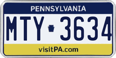 PA license plate MTY3634