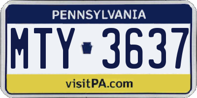 PA license plate MTY3637