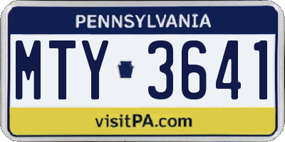 PA license plate MTY3641