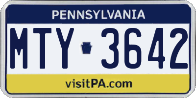 PA license plate MTY3642