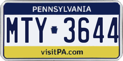 PA license plate MTY3644