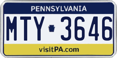 PA license plate MTY3646