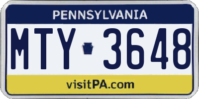 PA license plate MTY3648