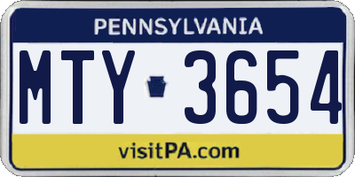 PA license plate MTY3654